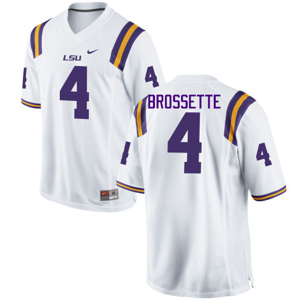 Men LSU Tigers #4 Nick Brossette College Football Jerseys Game-White - Click Image to Close